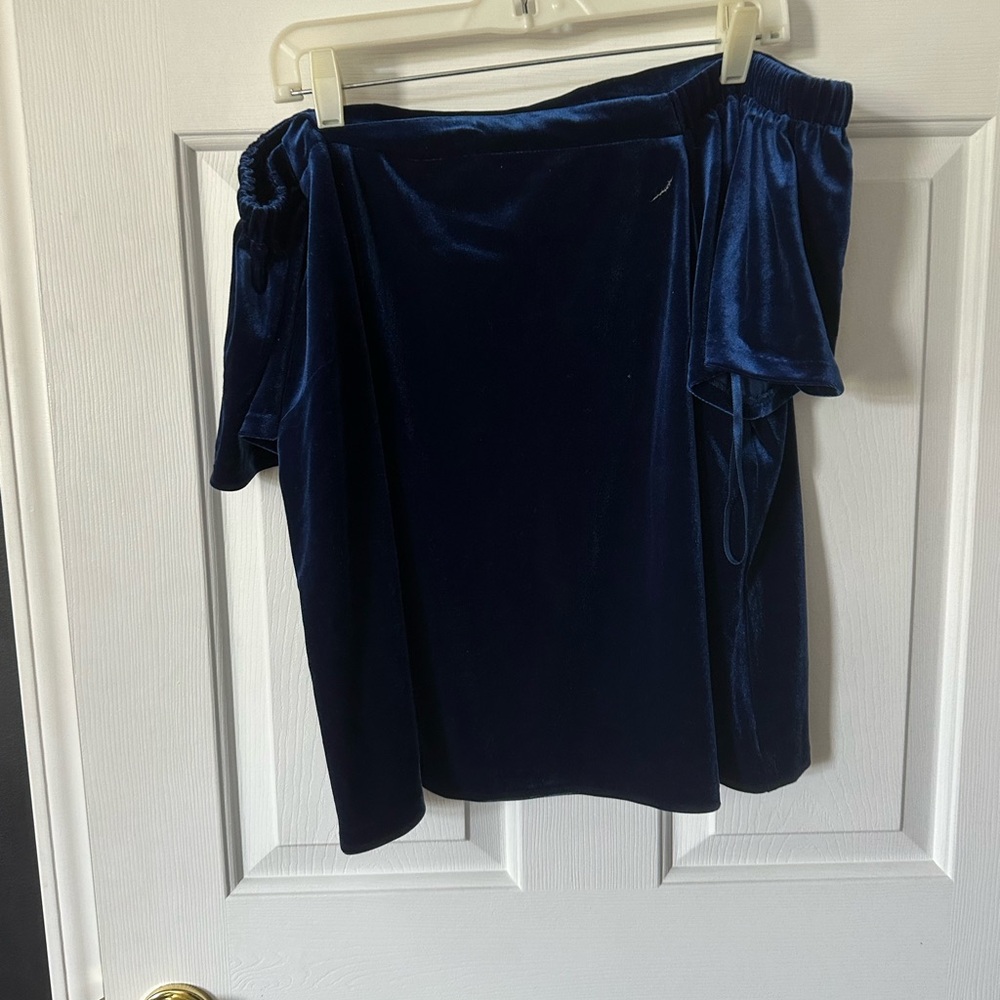 White House black market blue velvet top